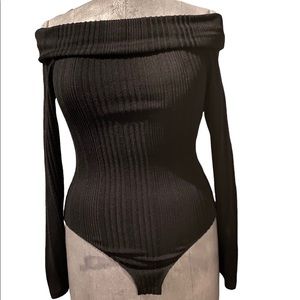 Black off the shoulder sweater one piece!